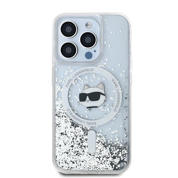 Θήκη MagSafe για Apple iPhone 15 Pro, Karl Lagerfeld, Liquid Glitter Choupette Head, Διαφανής