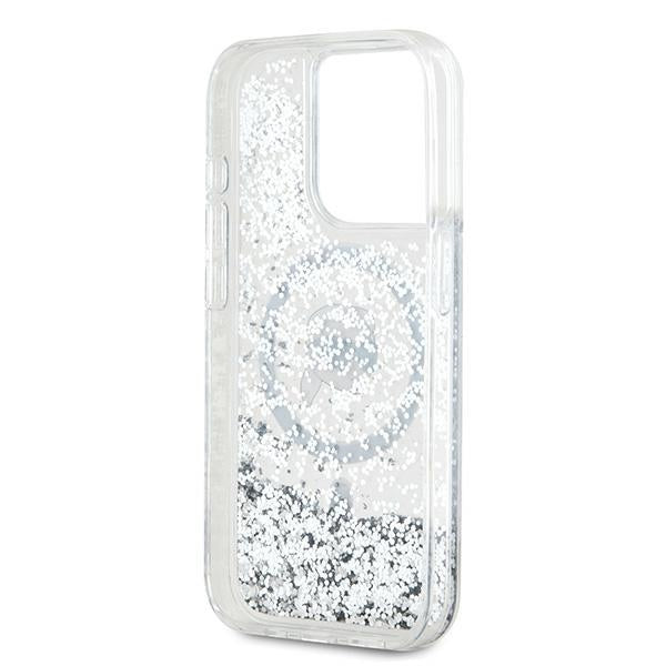 Θήκη MagSafe για Apple iPhone 15 Pro, Karl Lagerfeld, Liquid Glitter Karl's Head, Διαφανής