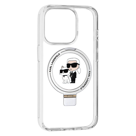 Θήκη MagSafe για Apple iPhone 15 Pro, Karl Lagerfeld, Ring Stand Karl & Choupette, Λευκή
