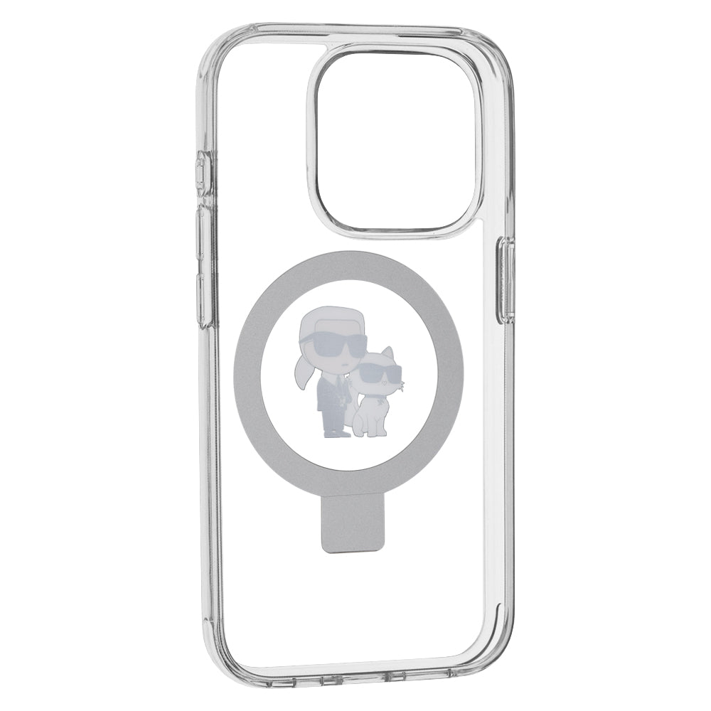 Θήκη MagSafe για Apple iPhone 15 Pro, Karl Lagerfeld, Ring Stand Karl & Choupette, Λευκή