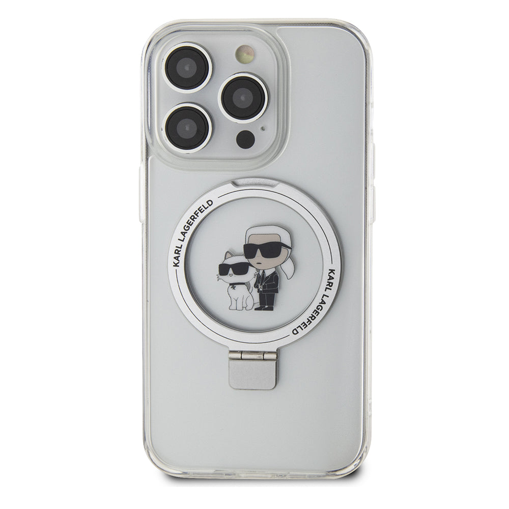 Θήκη MagSafe για Apple iPhone 15 Pro, Karl Lagerfeld, Ring Stand Karl & Choupette, Λευκή