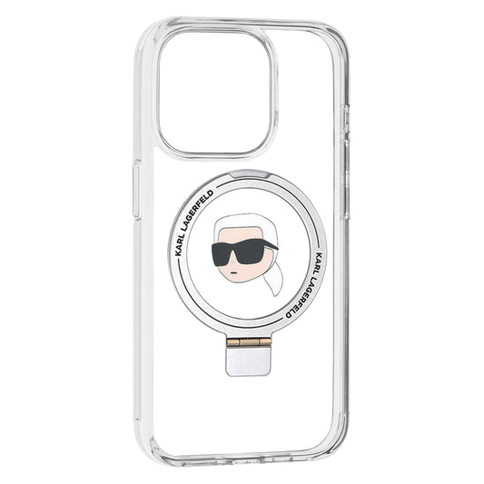 Θήκη MagSafe για Apple iPhone 15 Pro, Karl Lagerfeld, Ring Stand Karl's Head, Λευκή