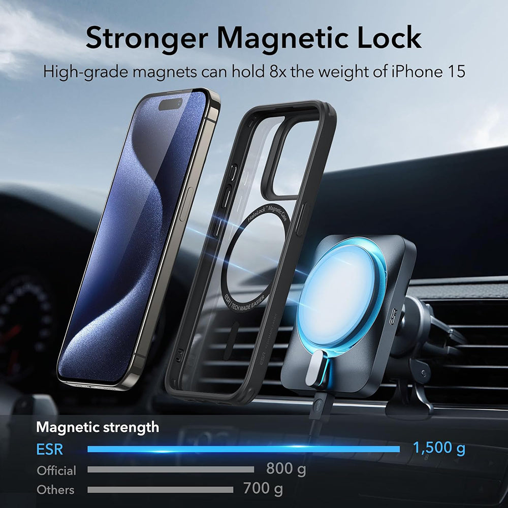 Θήκη MagSafe για Apple iPhone 15 Pro Max, ESR, Classic Hybrid, Διάφανη Μαύρη