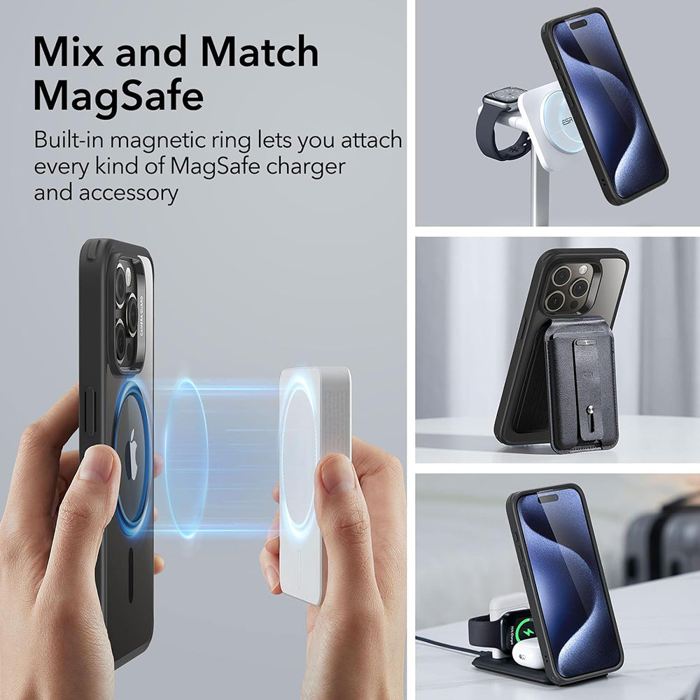 Θήκη MagSafe για Apple iPhone 15 Pro Max, ESR, Classic Hybrid, Διάφανη Μαύρη