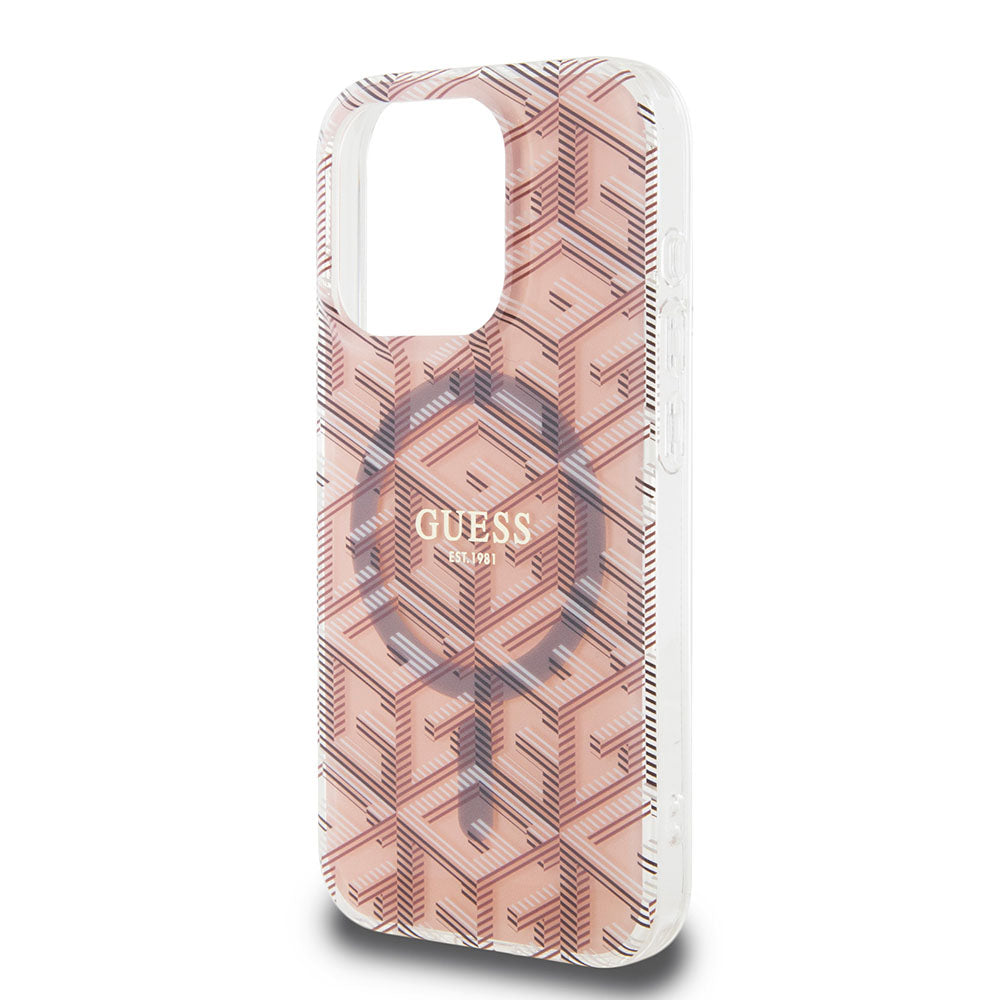 Θήκη MagSafe για Apple iPhone 15 Pro Max, Guess, IML Gcube, Ροζ