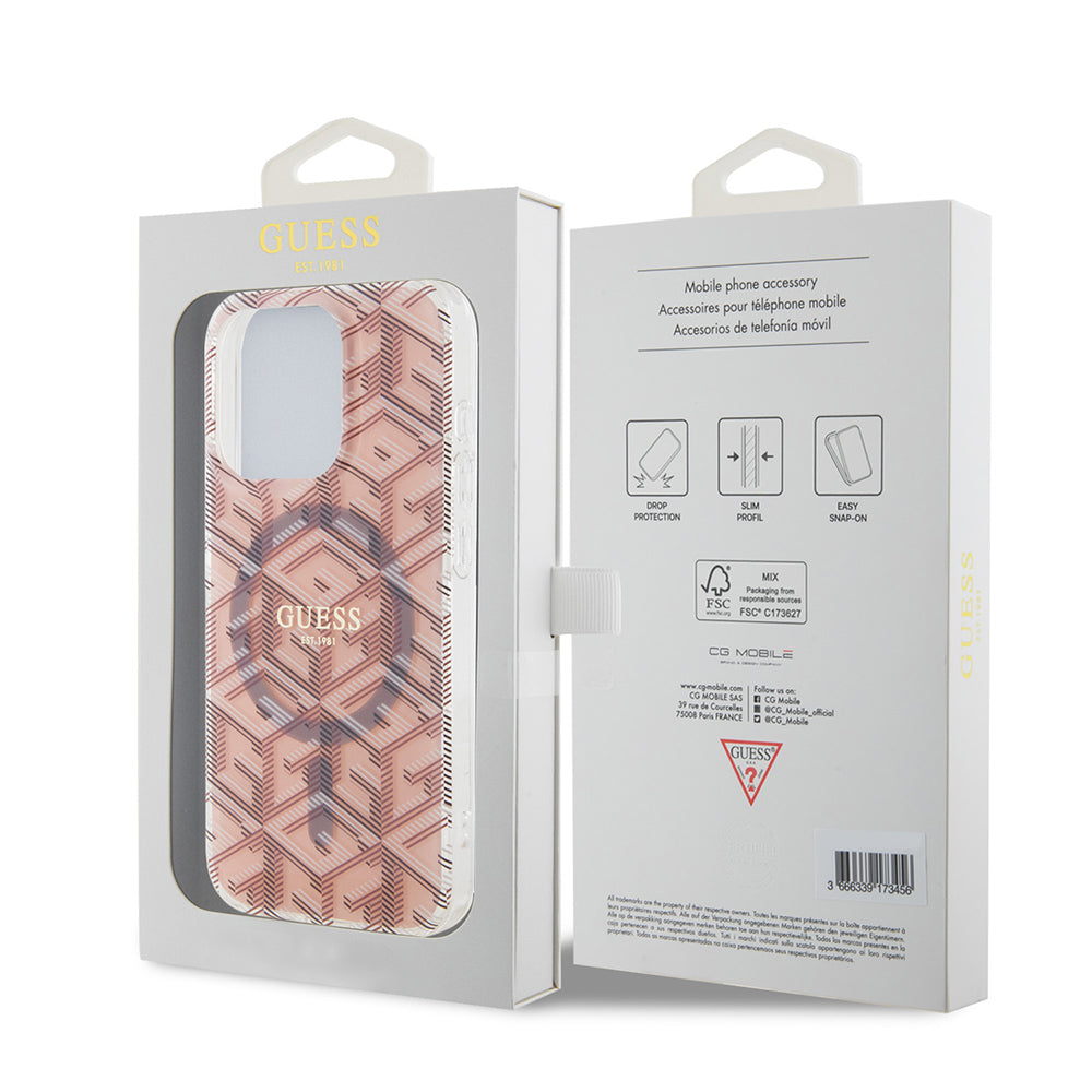 Θήκη MagSafe για Apple iPhone 15 Pro Max, Guess, IML Gcube, Ροζ