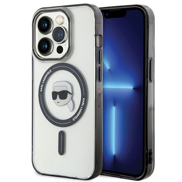 Θήκη MagSafe για Apple iPhone 15 Pro Max, Karl Lagerfeld, IML Karl's Head, Διάφανη