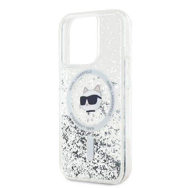 Θήκη MagSafe για Apple iPhone 15 Pro Max, Karl Lagerfeld, Liquid Glitter Choupette Head, Διαφανής