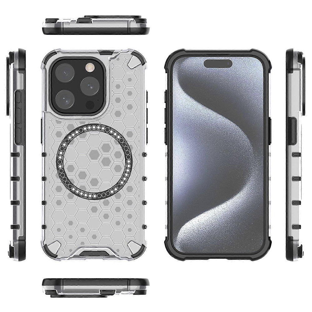 Θήκη MagSafe για Apple iPhone 15 Pro Max, Techsuit, HoneyComb Shield, Λευκή