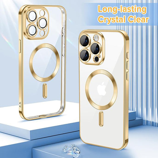 Θήκη MagSafe για Apple iPhone 15 Pro Max, Techsuit, Luxury Crystal, Χρυσή