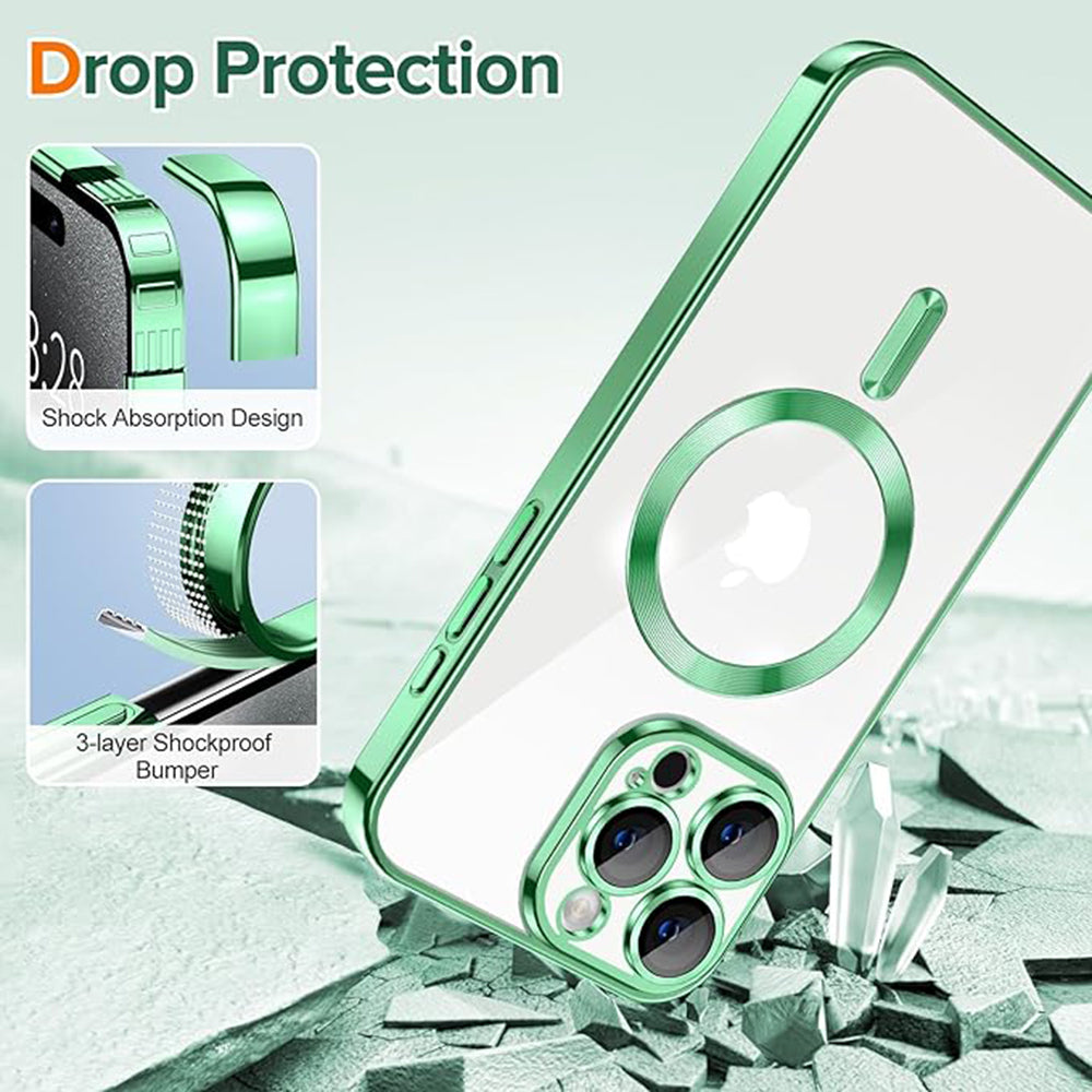 Θήκη MagSafe για Apple iPhone 15 Pro Max, Techsuit, Luxury Crystal, Ανοιχτό Πράσινο