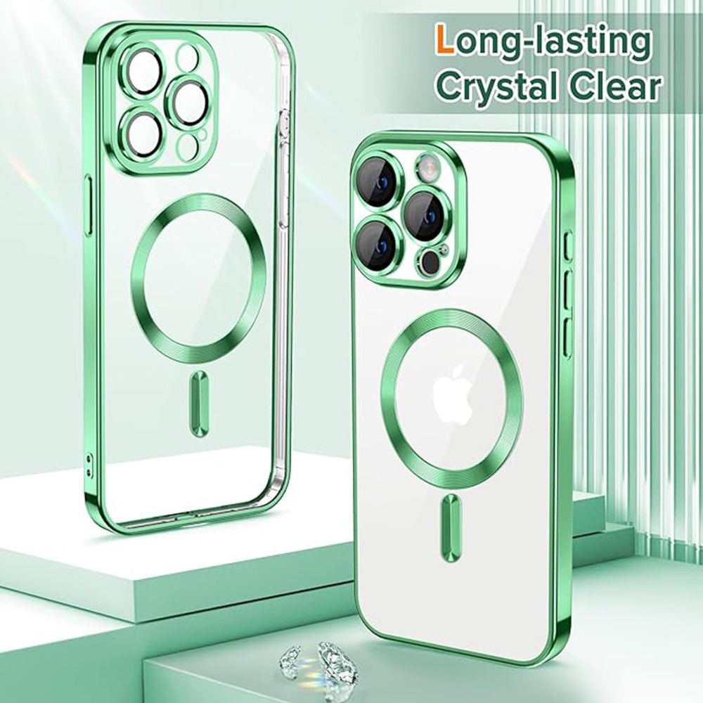 Θήκη MagSafe για Apple iPhone 15 Pro Max, Techsuit, Luxury Crystal, Ανοιχτό Πράσινο