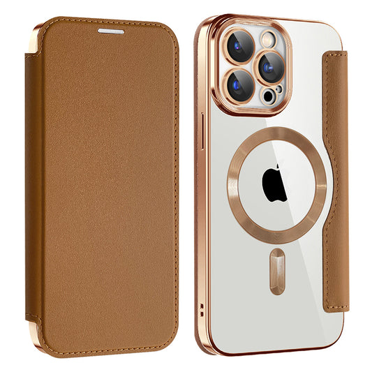 Θήκη MagSafe για Apple iPhone 15 Pro Max, Techsuit, SmartMag Book, Καφέ