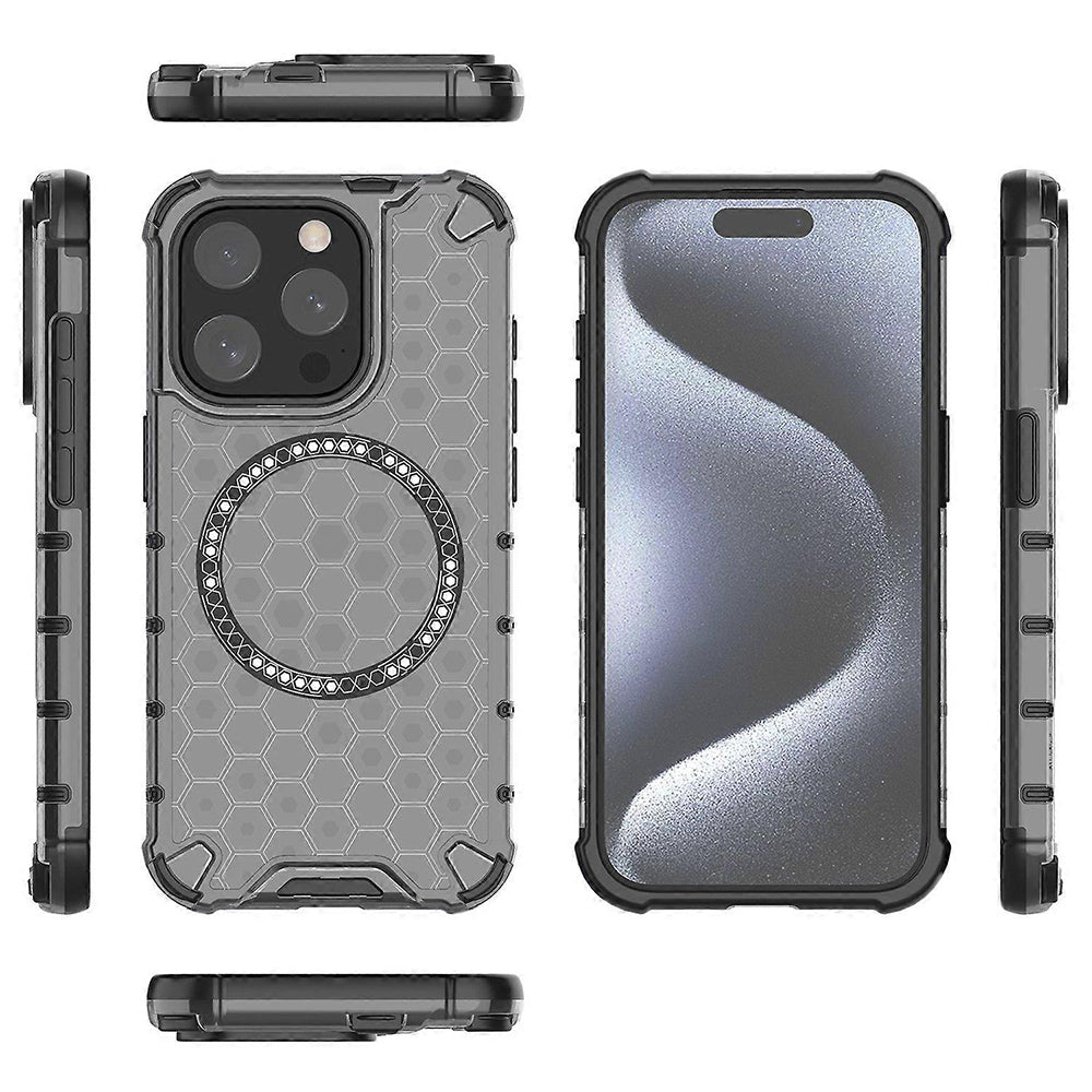 Θήκη MagSafe για Apple iPhone 15 Pro, Techsuit, HoneyComb Shield, Μαύρη