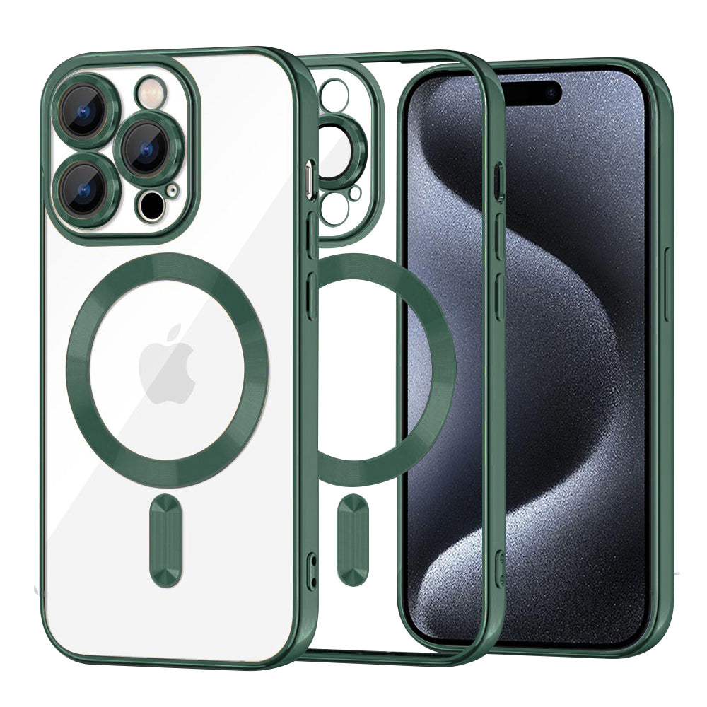 Θήκη MagSafe για Apple iPhone 15 Pro, Techsuit, Luxury Crystal, Σκούρο Πράσινο