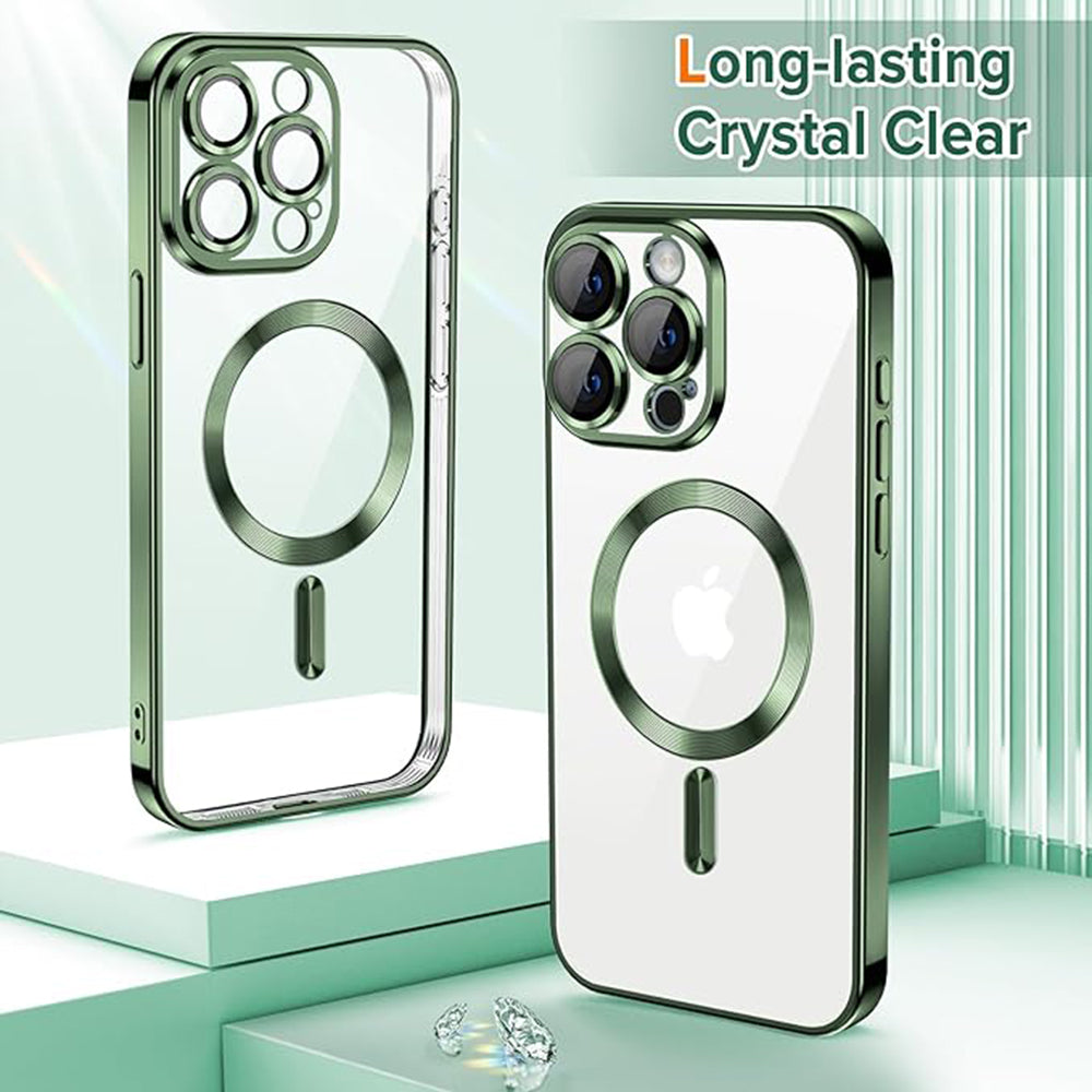 Θήκη MagSafe για Apple iPhone 15 Pro, Techsuit, Luxury Crystal, Σκούρο Πράσινο