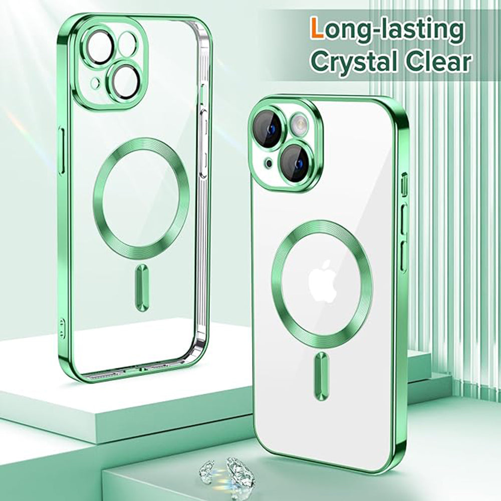 Θήκη MagSafe για Apple iPhone 15, Techsuit, Luxury Crystal, Ανοιχτό Πράσινο