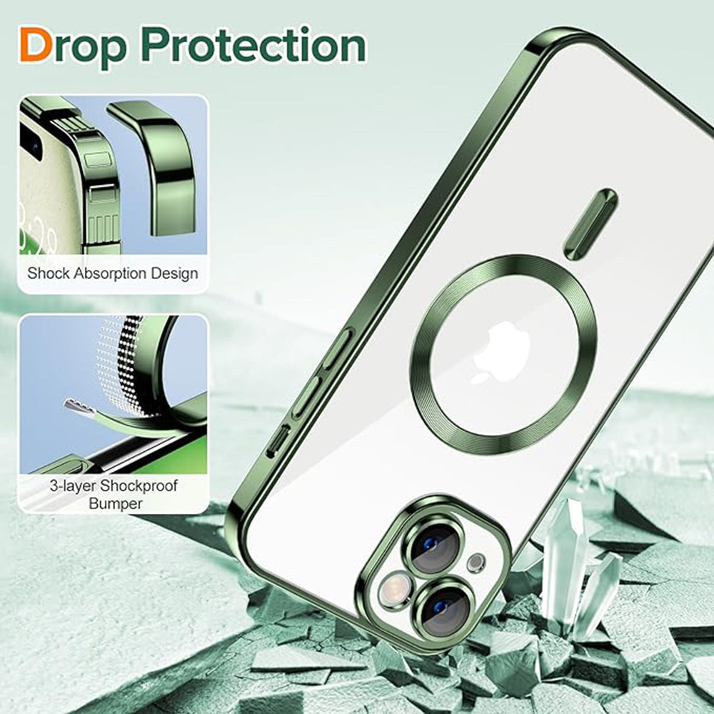 Θήκη MagSafe για Apple iPhone 15, Techsuit, Luxury Crystal, Σκούρο Πράσινο