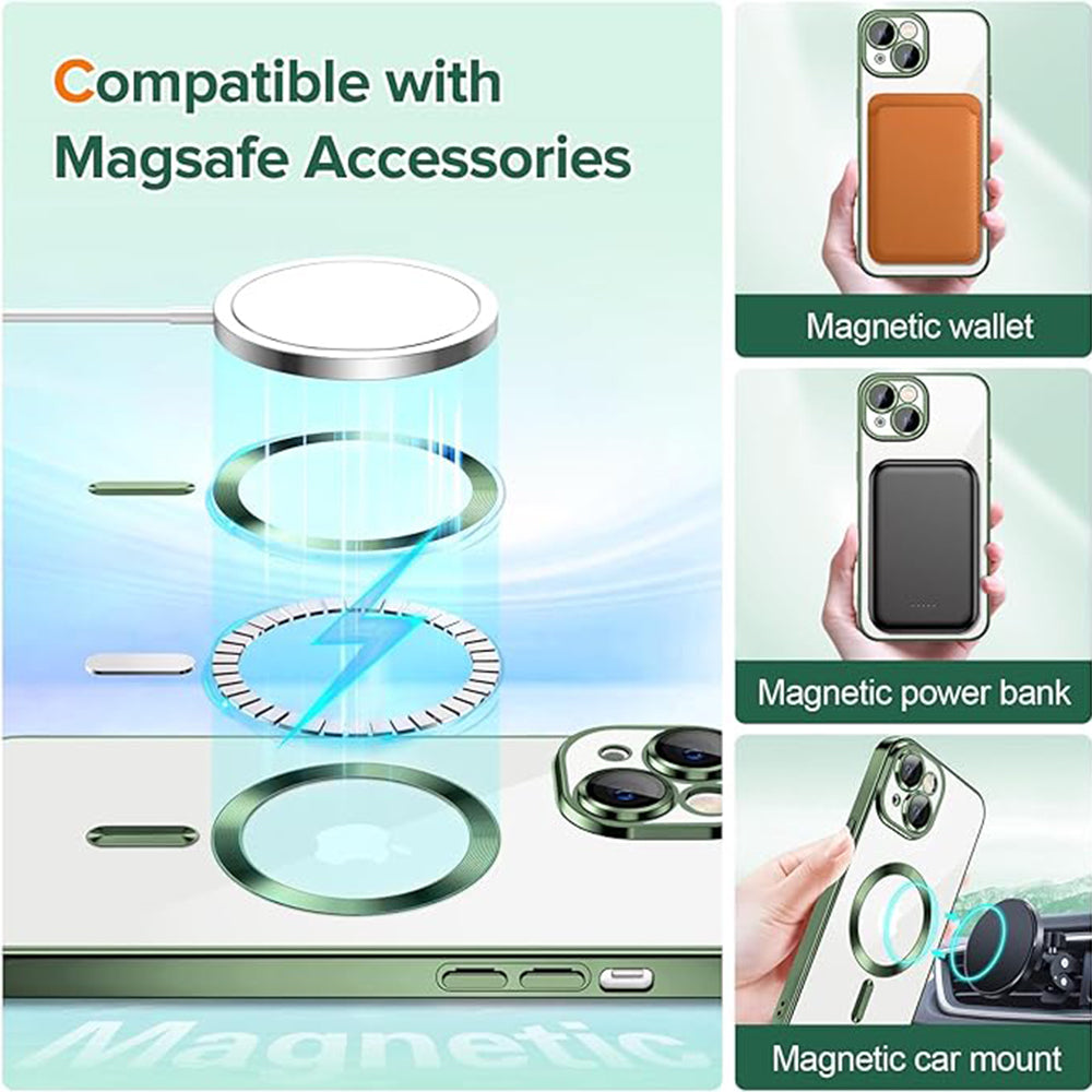 Θήκη MagSafe για Apple iPhone 15, Techsuit, Luxury Crystal, Σκούρο Πράσινο