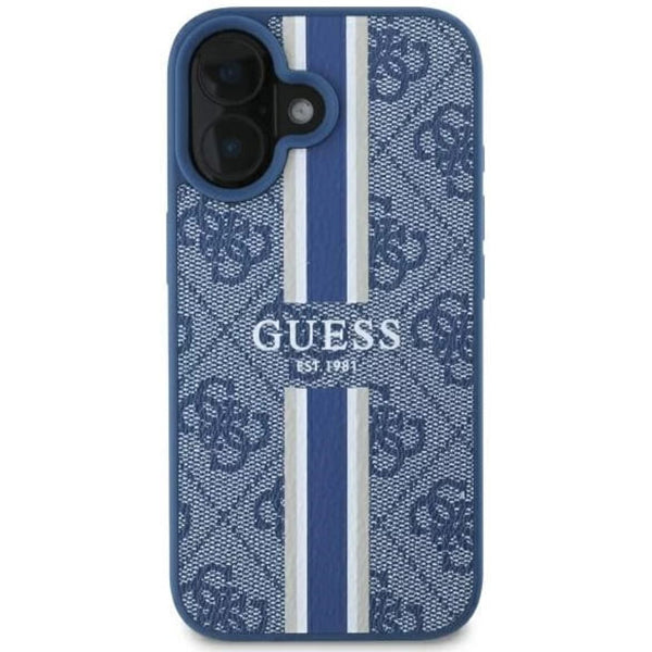 Θήκη MagSafe για Apple iPhone 16, Guess, 4G Printed Stripes, Μπλε