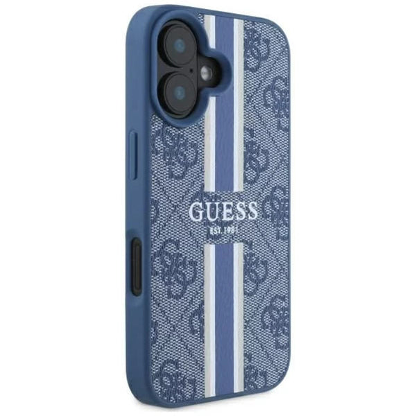 Θήκη MagSafe για Apple iPhone 16, Guess, 4G Printed Stripes, Μπλε