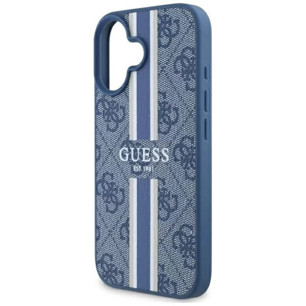 Θήκη MagSafe για Apple iPhone 16, Guess, 4G Printed Stripes, Μπλε