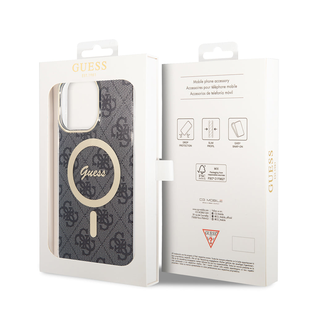 Θήκη MagSafe για Apple iPhone 16, Guess, IML 4G, Μαύρη