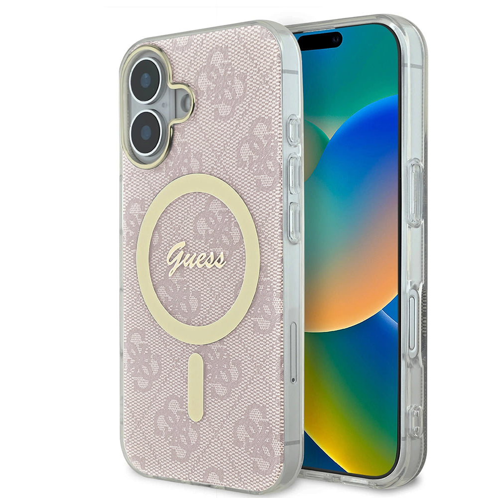 Θήκη MagSafe για Apple iPhone 16, Guess, IML 4G, Ροζ