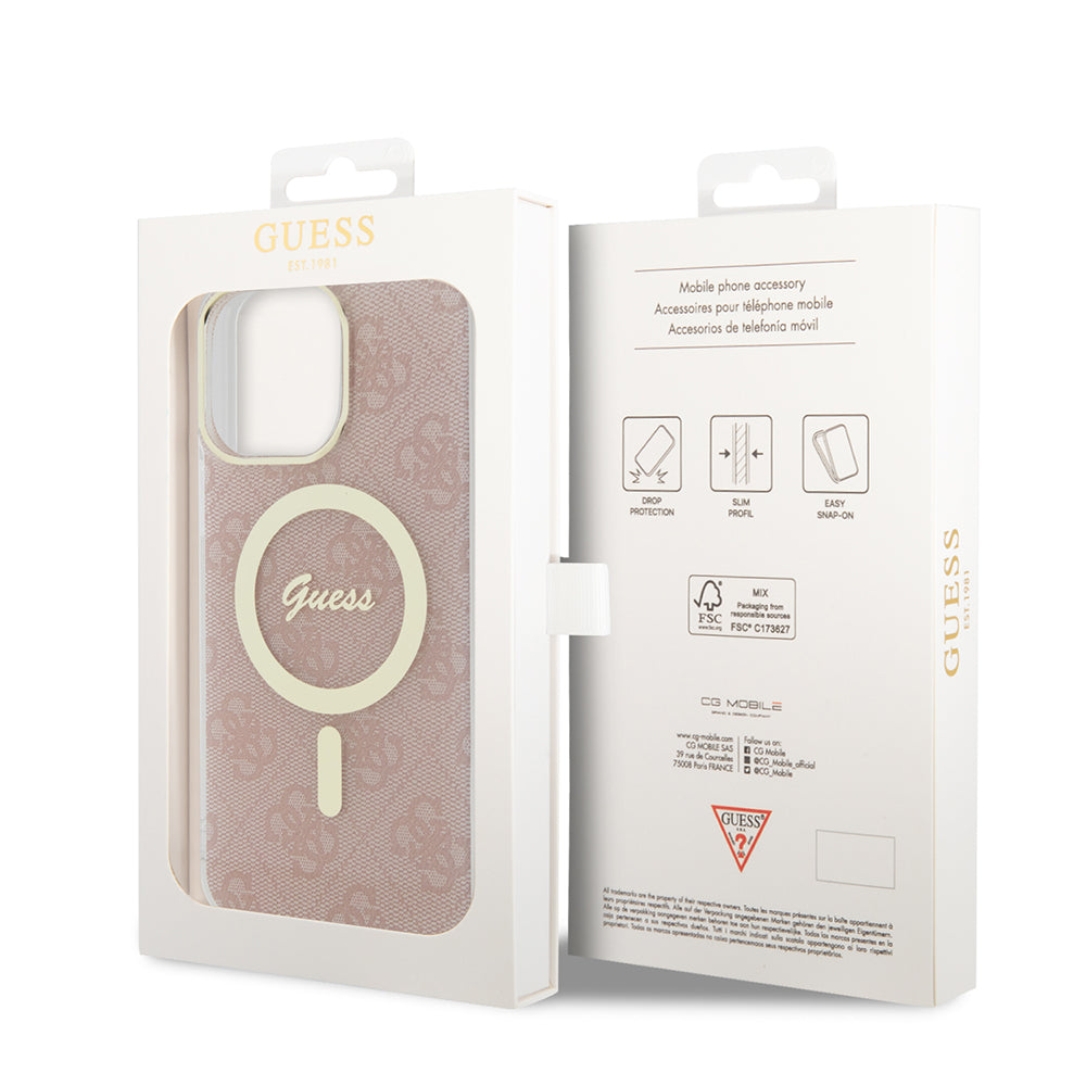 Θήκη MagSafe για Apple iPhone 16, Guess, IML 4G, Ροζ