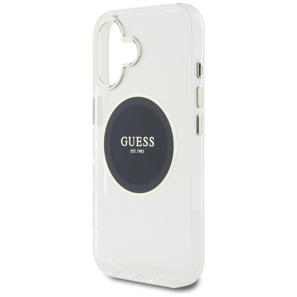Θήκη MagSafe για Apple iPhone 16, Guess, IML Metal Colored Circle, Μαύρη