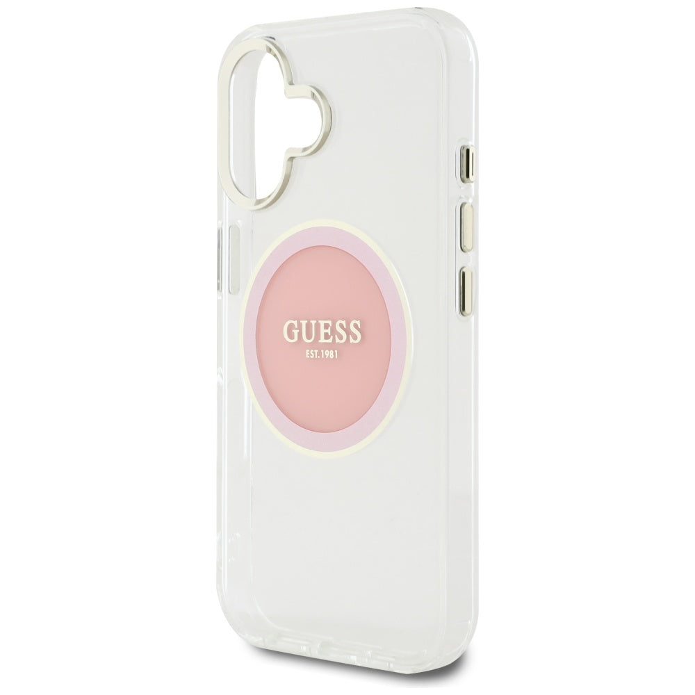 Θήκη MagSafe για Apple iPhone 16, Guess, IML Metal Colored Circle, Ροζ