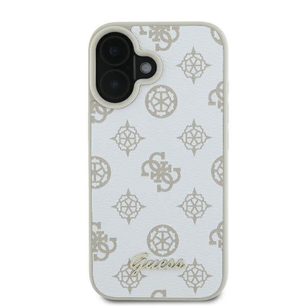 Θήκη MagSafe για Apple iPhone 16, Guess, Peony Script, Λευκή