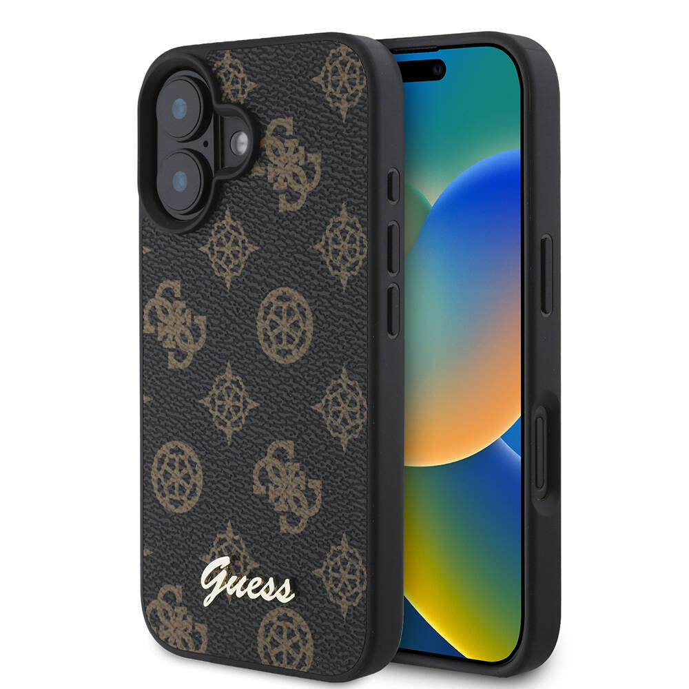 Θήκη MagSafe για Apple iPhone 16, Guess, Peony Script, Μαύρη