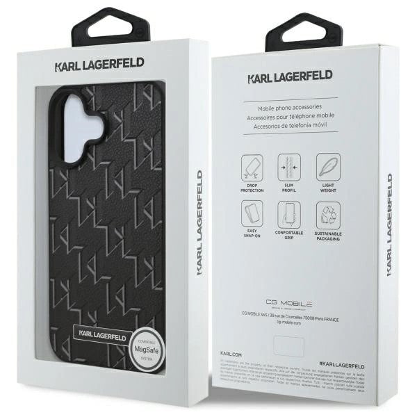 Θήκη MagSafe για Apple iPhone 16, Karl Lagerfeld, Hot Stamp, Μαύρη