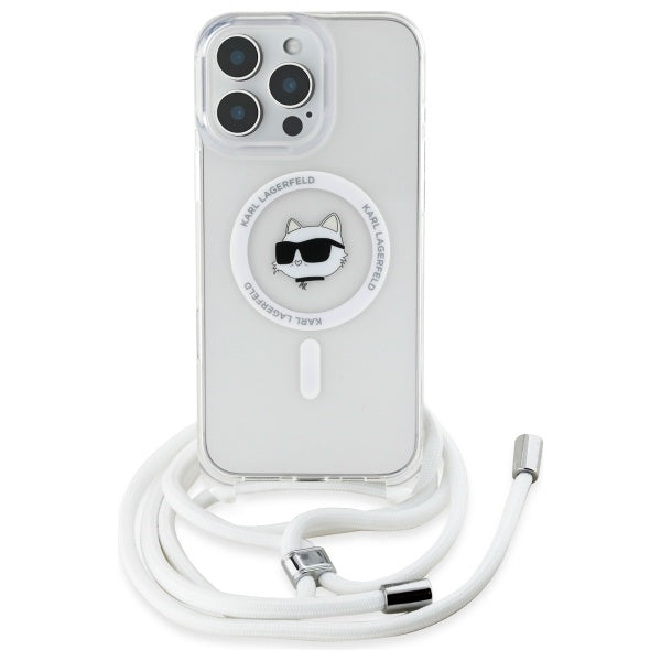 Θήκη MagSafe για Apple iPhone 16, Karl Lagerfeld, IML Crossbody Choupette's Head with Strap, Διάφανη