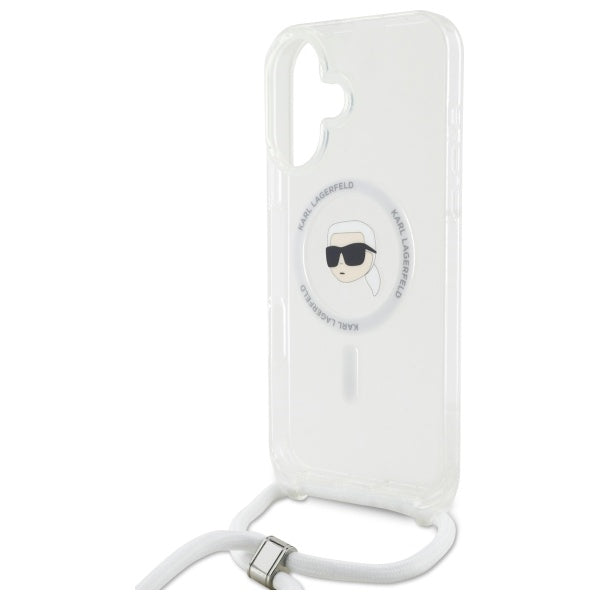 Θήκη MagSafe για Apple iPhone 16, Karl Lagerfeld, IML Crossbody Karl's Head, Διάφανη