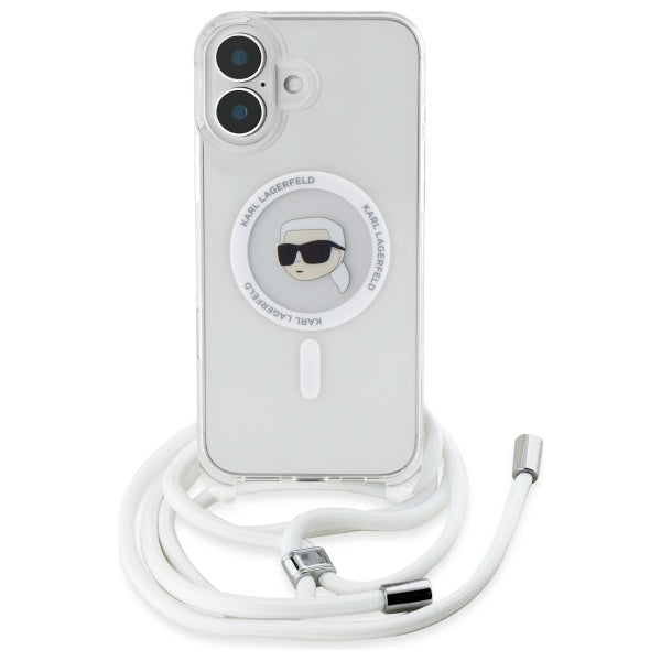 Θήκη MagSafe για Apple iPhone 16, Karl Lagerfeld, IML Crossbody Karl's Head, Διάφανη