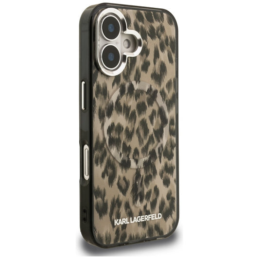 Θήκη MagSafe για Apple iPhone 16, Karl Lagerfeld, IML Leopard Pattern, Καφέ