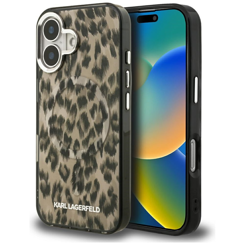 Θήκη MagSafe για Apple iPhone 16, Karl Lagerfeld, IML Leopard Pattern, Καφέ
