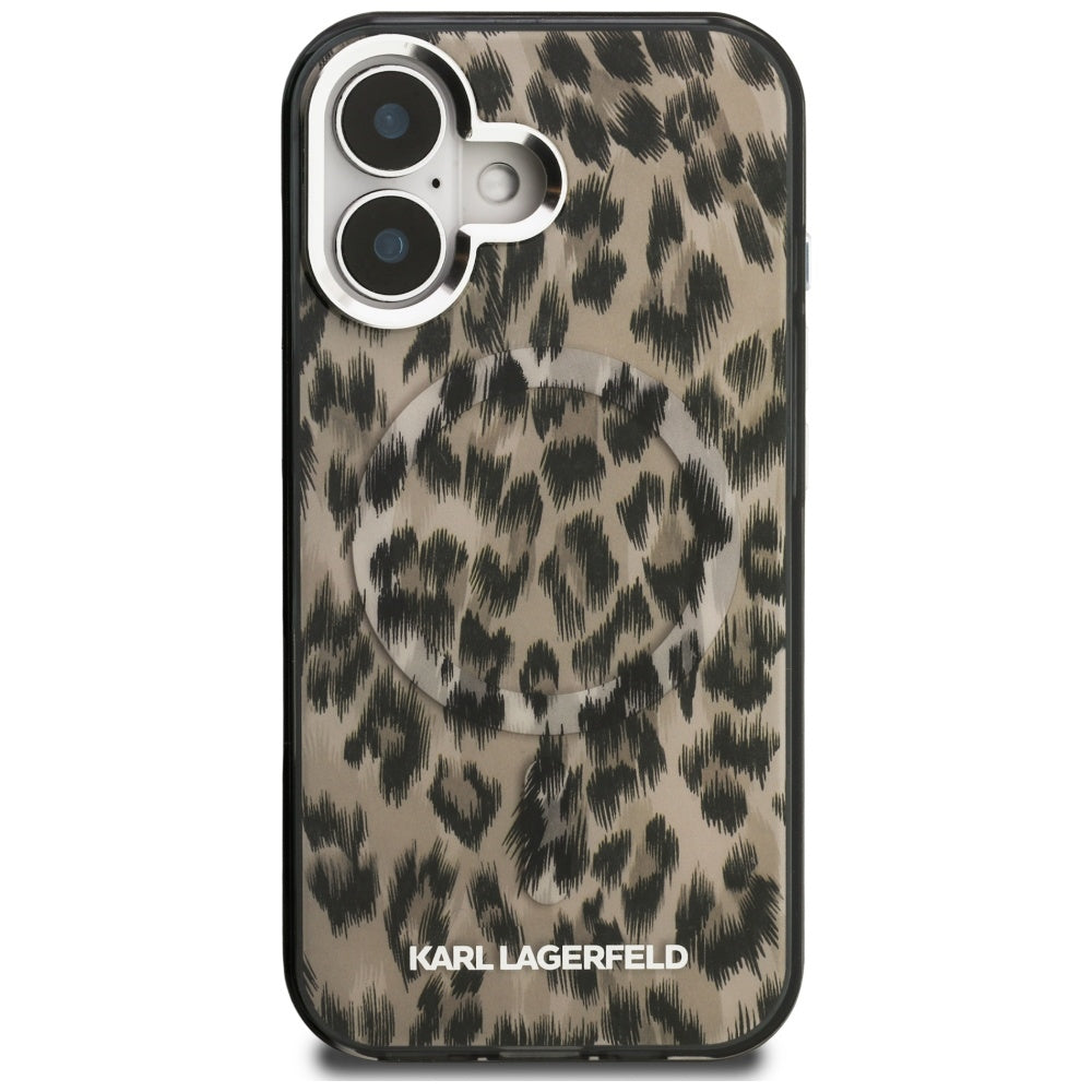 Θήκη MagSafe για Apple iPhone 16, Karl Lagerfeld, IML Leopard Pattern, Καφέ