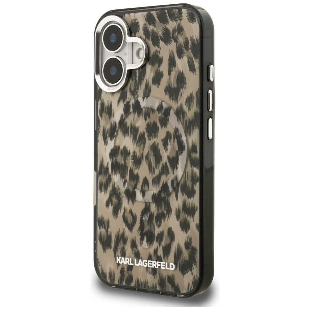 Θήκη MagSafe για Apple iPhone 16, Karl Lagerfeld, IML Leopard Pattern, Καφέ