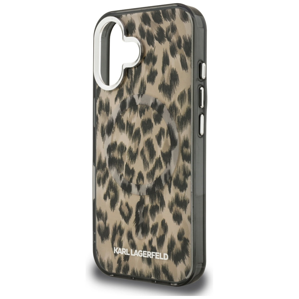 Θήκη MagSafe για Apple iPhone 16, Karl Lagerfeld, IML Leopard Pattern, Καφέ
