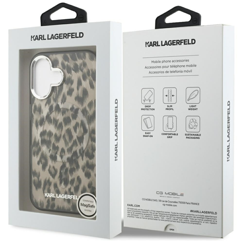 Θήκη MagSafe για Apple iPhone 16, Karl Lagerfeld, IML Leopard Pattern, Καφέ