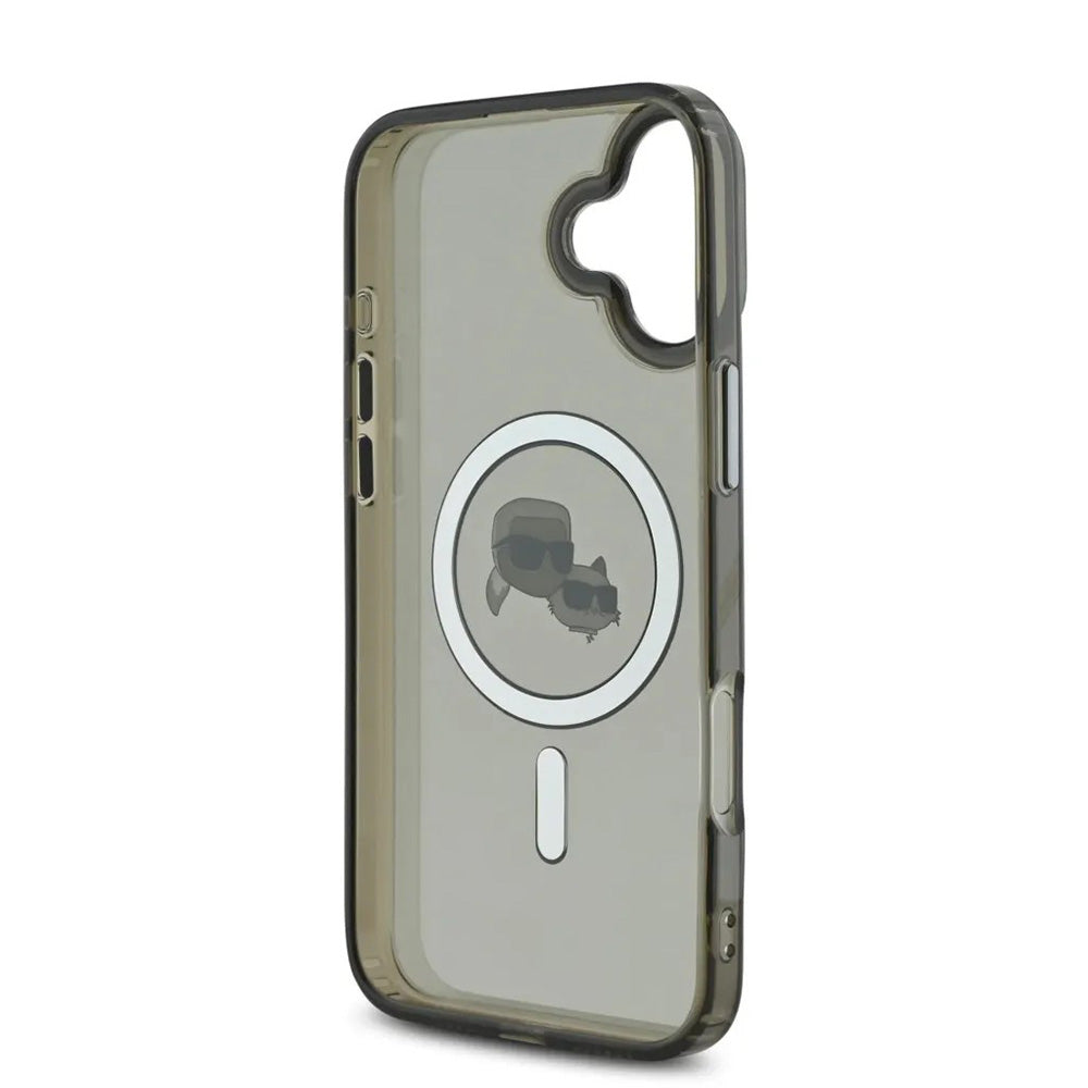 Θήκη MagSafe για Apple iPhone 16, Karl Lagerfeld, IML Metal Karl & Choupette's Heads, Μαύρη