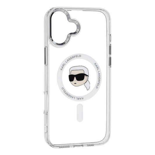Θήκη MagSafe για Apple iPhone 16, Karl Lagerfeld, IML Metal Karl's Head, Λευκή