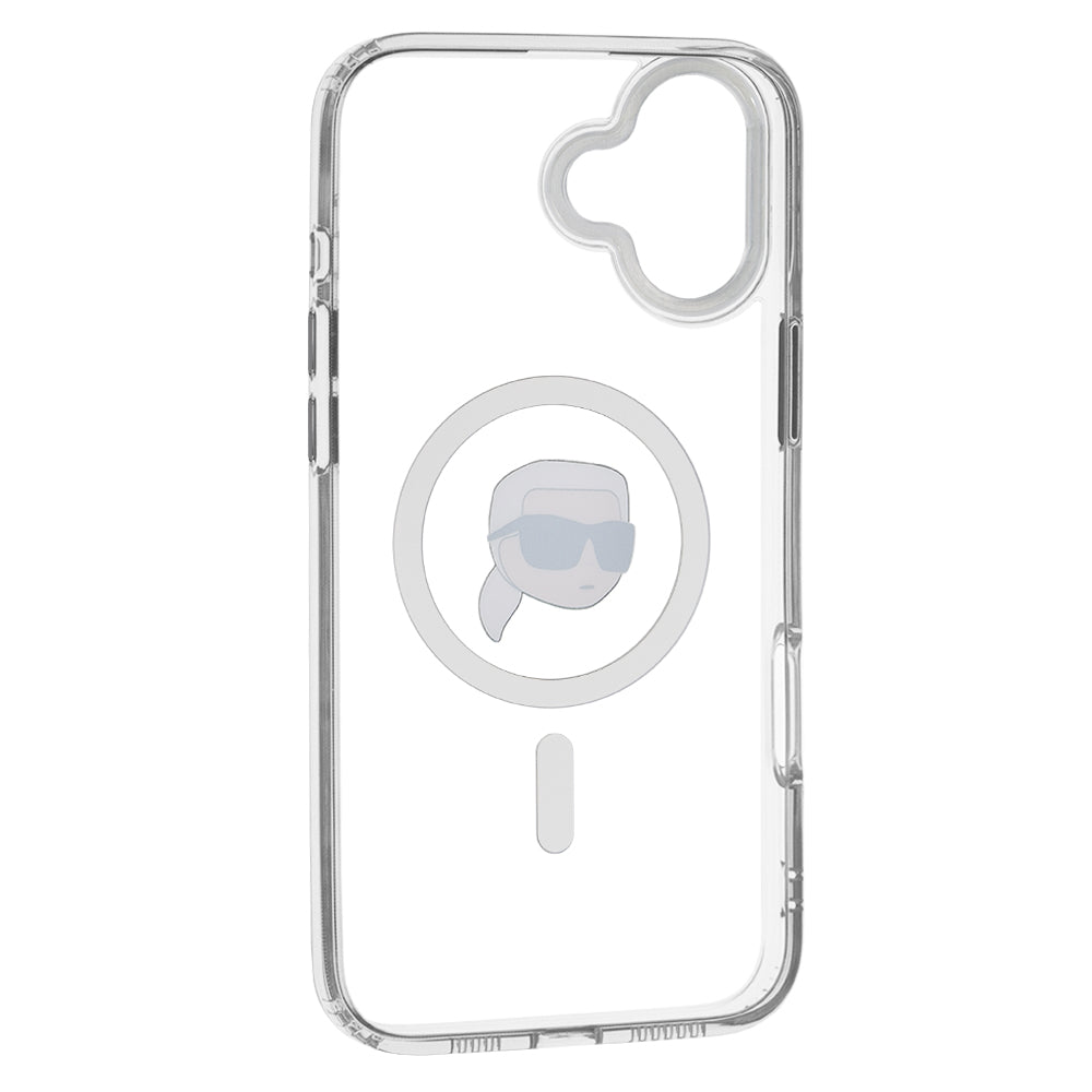 Θήκη MagSafe για Apple iPhone 16, Karl Lagerfeld, IML Metal Karl's Head, Λευκή
