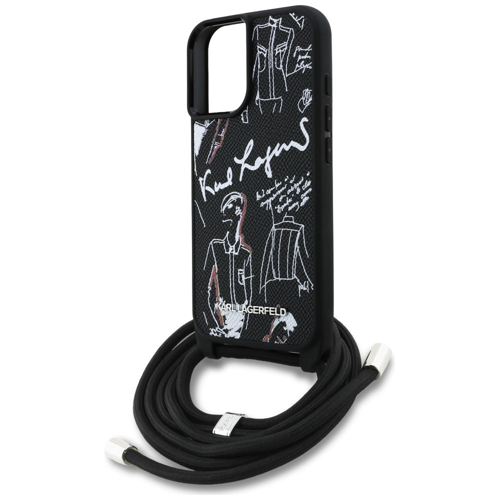 Θήκη MagSafe για Apple iPhone 16, Karl Lagerfeld, Saffiano Crossbody, Μαύρη