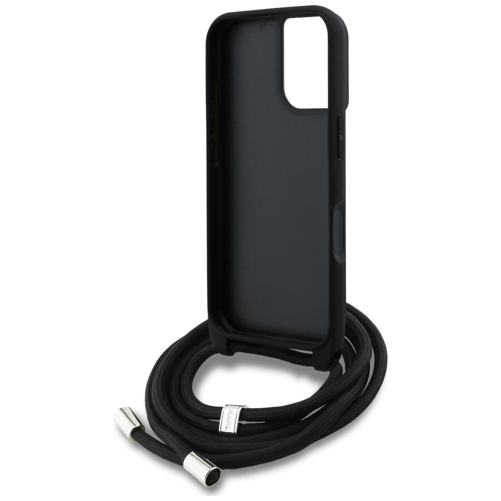Θήκη MagSafe για Apple iPhone 16, Karl Lagerfeld, Saffiano Crossbody, Μαύρη