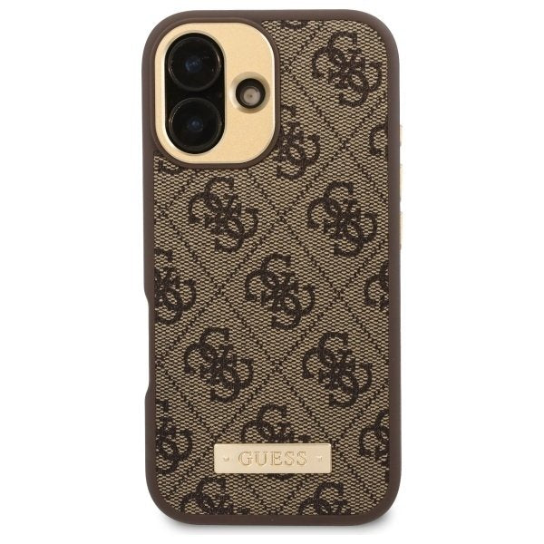 Θήκη MagSafe για Apple iPhone 16 Plus, Guess, 4G Logo Plate, Καφέ