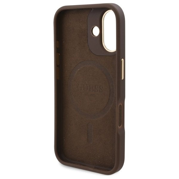 Θήκη MagSafe για Apple iPhone 16 Plus, Guess, 4G Logo Plate, Καφέ